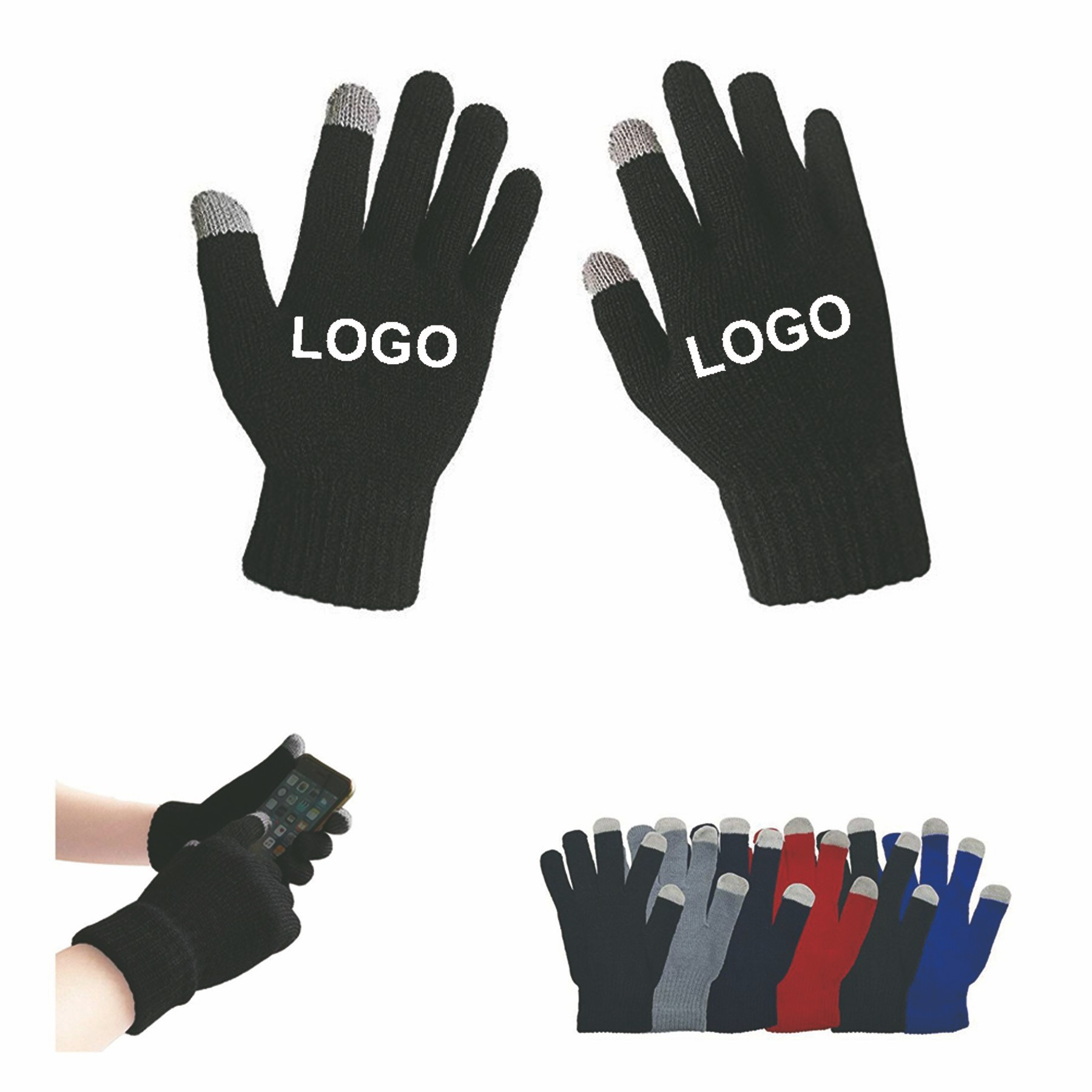 Two Fingers Touch Screen Magic Knitted Gloves