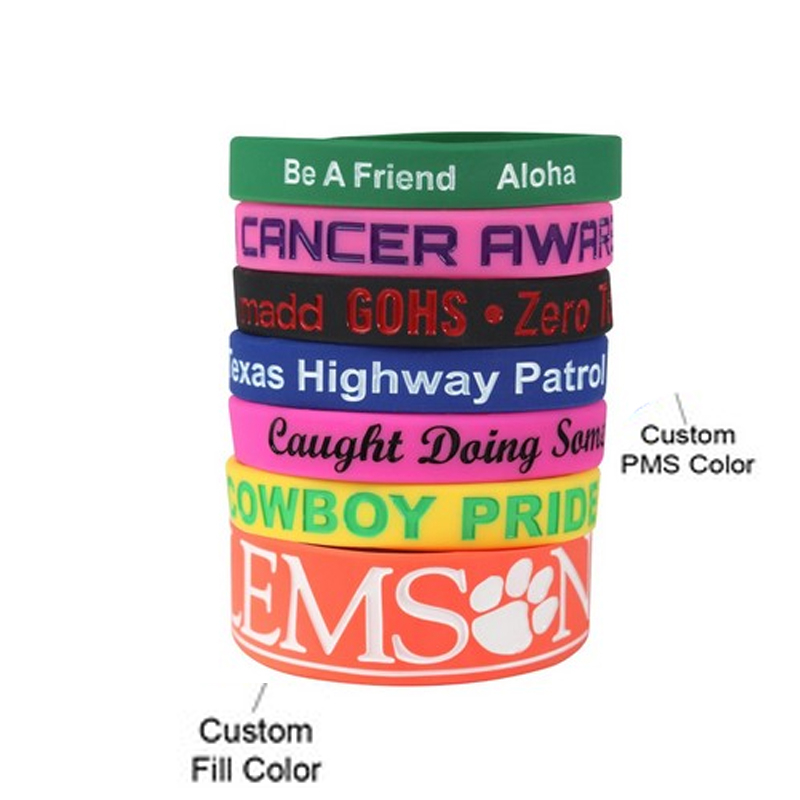 Debossed Color Filled Silicone Bracelet